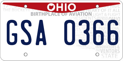 OH license plate GSA0366