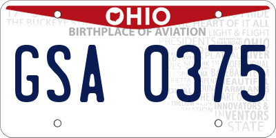 OH license plate GSA0375