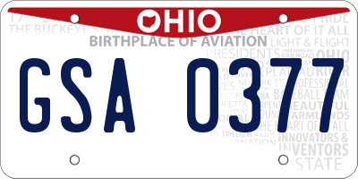 OH license plate GSA0377