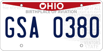 OH license plate GSA0380