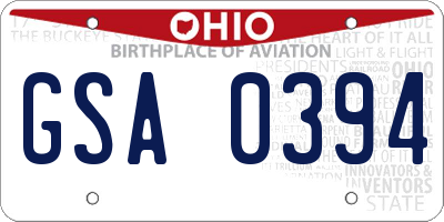 OH license plate GSA0394