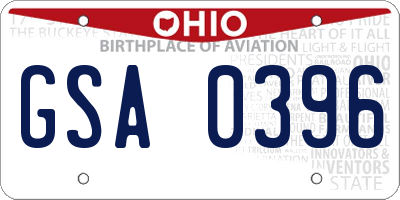 OH license plate GSA0396