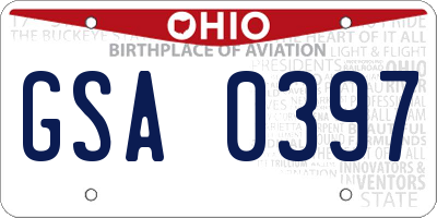 OH license plate GSA0397