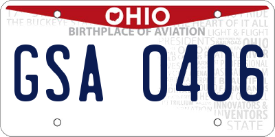 OH license plate GSA0406