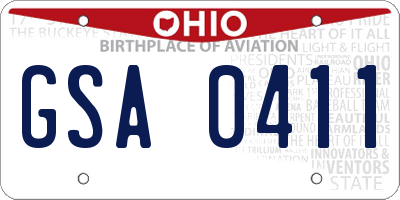 OH license plate GSA0411