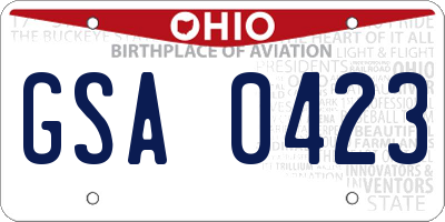 OH license plate GSA0423