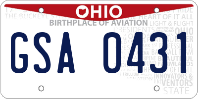 OH license plate GSA0431