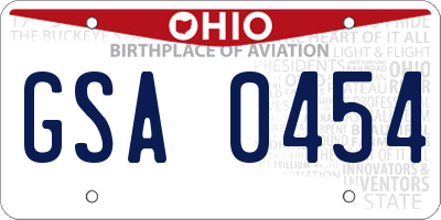 OH license plate GSA0454