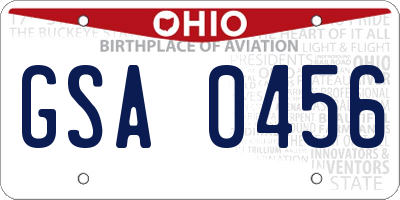 OH license plate GSA0456