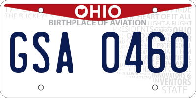 OH license plate GSA0460