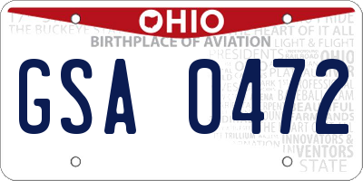 OH license plate GSA0472