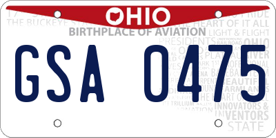 OH license plate GSA0475