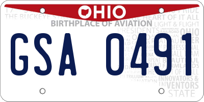 OH license plate GSA0491