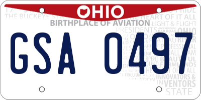 OH license plate GSA0497