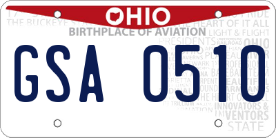 OH license plate GSA0510