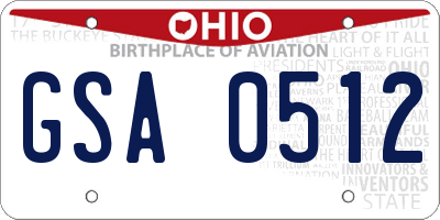 OH license plate GSA0512
