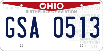 OH license plate GSA0513