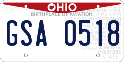 OH license plate GSA0518