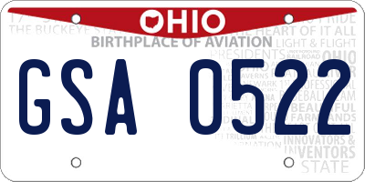 OH license plate GSA0522