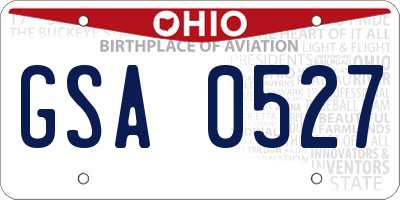 OH license plate GSA0527