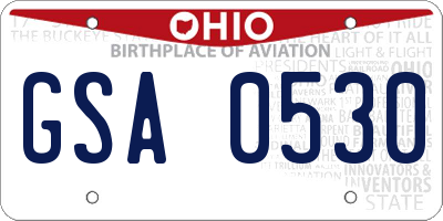OH license plate GSA0530