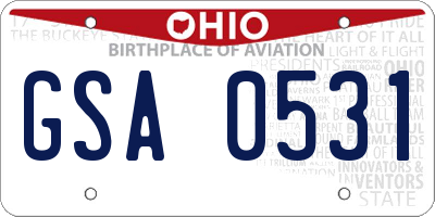 OH license plate GSA0531