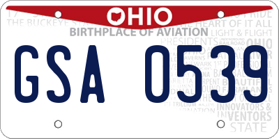 OH license plate GSA0539