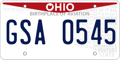 OH license plate GSA0545
