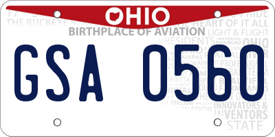 OH license plate GSA0560