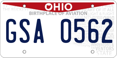 OH license plate GSA0562