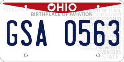 OH license plate GSA0563