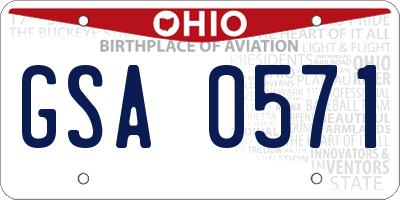 OH license plate GSA0571