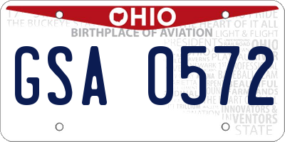OH license plate GSA0572