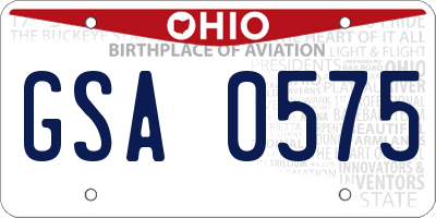 OH license plate GSA0575