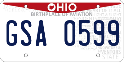 OH license plate GSA0599