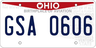 OH license plate GSA0606