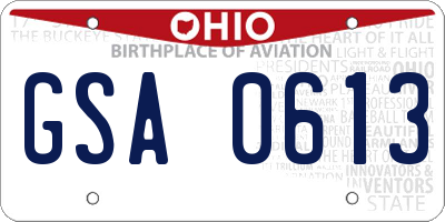 OH license plate GSA0613