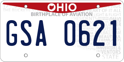 OH license plate GSA0621
