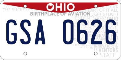 OH license plate GSA0626