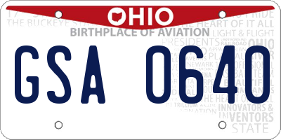 OH license plate GSA0640