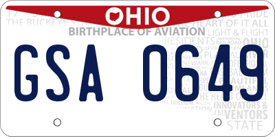 OH license plate GSA0649