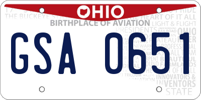 OH license plate GSA0651