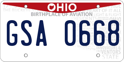 OH license plate GSA0668