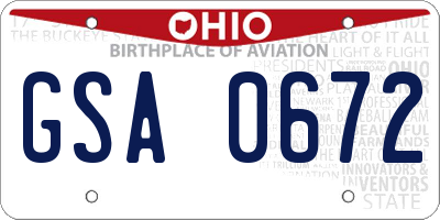 OH license plate GSA0672