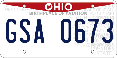 OH license plate GSA0673