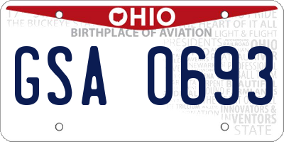OH license plate GSA0693