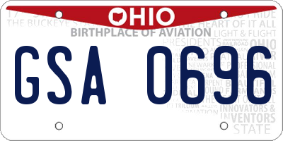 OH license plate GSA0696