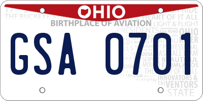 OH license plate GSA0701