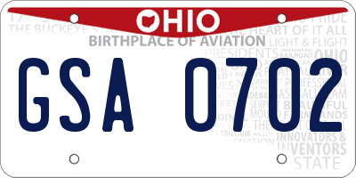 OH license plate GSA0702