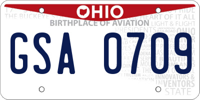 OH license plate GSA0709